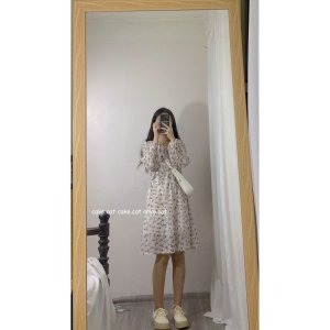 [VIDEO/ ẢNH THẬT] Váy Hoa Nhí Nhẹ Nhàng Ngọt Ngào Mùa Thu Hàn Quốc Kèm Corset-3