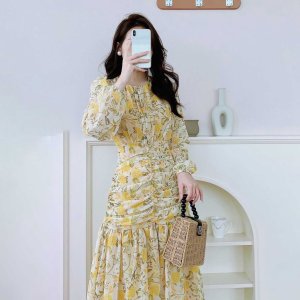 Váy hoa dáng dài Antumn, đầm hoa vintage thiết kế Giian chính hãng G-V2433-4