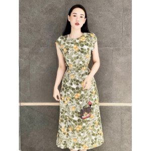 Váy Hoa Xanh Hở Lưng-3