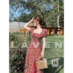 [Siêu Hot] Váy Hoa Đỏ Xẻ Đùi Dáng Suông Siêu Xinh Có Ảnh Thật Kèm Video-5