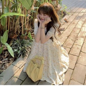 Váy hoa nhí hồng xếp tầng dài tiểu thư nữ - Đầm midi dáng suông mặc dạo phố nữ - Chất liệu cotton thoáng mát-7