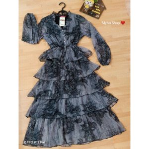 🌈 VÁY ĐẦM TƠ HOA DÀI 5 TẦNG SANG CHẢNH🍁-3