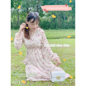 Váy hoa nhí dày tay vintage-9