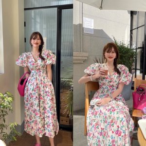 Váy Maxi Hoa Thô Đũi Tay 2 Lớp Siêu Xinh Có Ảnh Thật Kèm Video-2