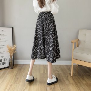 Chân váy hoa nhí vintage, váy hoa nhí dáng dài đen trắng vải voan 2 lớp siêu xinh - Mia Shore-4