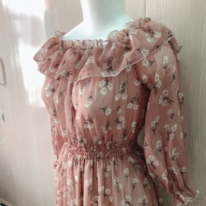 Đầm trễ vai NHIỀU MÀU đầm vintage tay ngắn họa tiết hoa đầm bầu đi biển-6