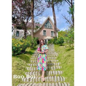 Váy Hoa Voan Tơ Gấm Nổi Siêu Xinh Có Ảnh Thật Kèm Video-4