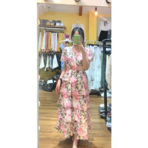 🌈 VÁY ĐẦM TƠ HOA DÀI 5 TẦNG SANG CHẢNH🍁-8