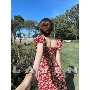 [Siêu Hot] Váy Hoa Đỏ Xẻ Đùi Có Đệm Ngực Dáng Suông Có Ảnh Thật Kèm Video-5