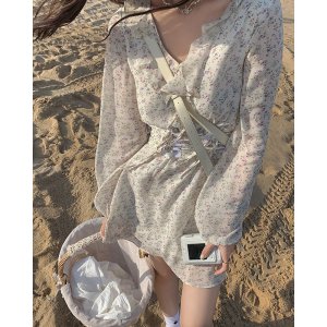 [VIDEO/ ẢNH THẬT] Váy Hoa Nhí Nhẹ Nhàng Ngọt Ngào Mùa Thu Hàn Quốc Kèm Corset-7