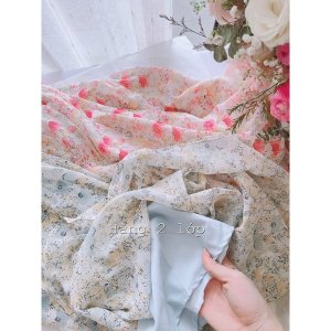 Váy hoa li tơ nổi tay bồng(2 lớp)-3