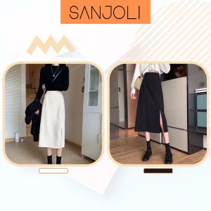 Chân Váy Chữ A Dài SANJOLI Chân váy Midi xẻ tà suông Cá tính, Dáng dài nữ Công sở xinh yêu Hàn Quốc CV001-3