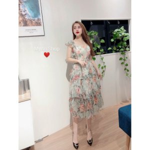 🌈 VÁY TƠ HOA TẦNG MAXI ĐỆM NGỰC - ảnh thật📣-6