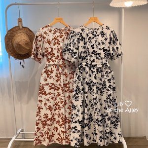 Váy maxi hoa tay phồng Lily-4