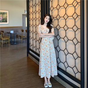 Đầm Dài Tay Bồng In Họa Tiết Hoa Cúc Thời Trang Mùa Hè Dành Cho Nữ-9