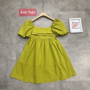 Váy Babydoll Thô Nơ Sau Tay Phồng 5 Màu Siêu Xinh Có Ảnh Thật Kèm Video-7