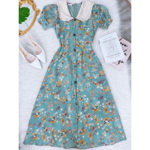 [CÓ SẴN][Ảnh thật] Váy hóa nhí dáng dài maxi cổ sen, váy thiết kế cao cấp, có may theo số đô riêng - V0001-6