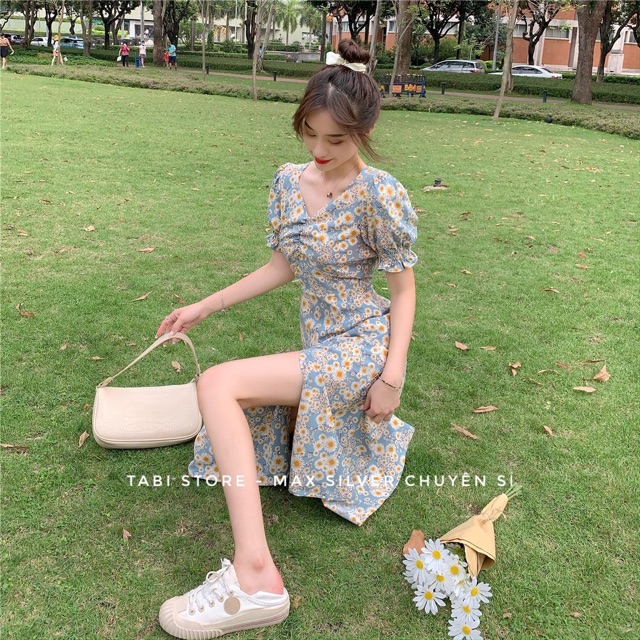 Váy hoa rúm ngực xẻ đùi - FREESHIP TOÀN QUỐC-4