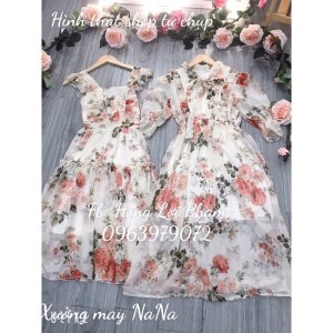 Đầm váy đôi bạn thân hoa dễ thương (hình thật+video)-8
