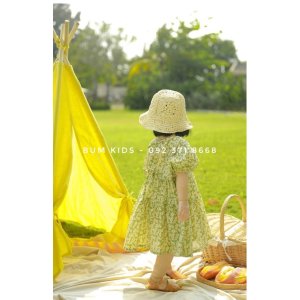Váy hoa cúc xanh lá cực xinh cho bé gái size nhỡ cao cấp G04-9