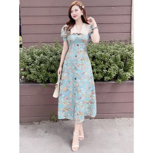 [CÓ SẴN][Ảnh thật] Váy hóa nhí dáng dài maxi cổ sen, váy thiết kế cao cấp, có may theo số đô riêng - V0001-2