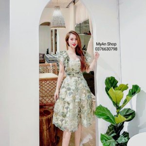 🌈VÁY ĐẦM TƠ HOA XANH 4 TẦNG CÁNH TIÊN XẾP TẦNG❤️-3