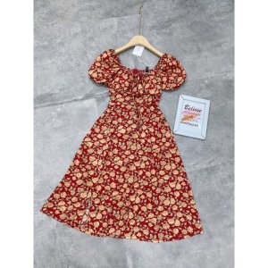 [Siêu Hot] Váy Hoa Đỏ Xẻ Đùi Dáng Suông Siêu Xinh Có Ảnh Thật Kèm Video-7