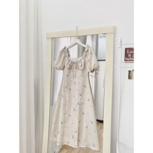 Váy hoa nhí gấm tay bồng cup ngực , đầm thiết kế phối xẻ nơ ngực mặc được 2 kiểu, tiểu thư nhẹ nhàng kèm ảnh thật-9