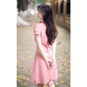 Đầm ngắn nữ Laundry Dress cổ bèo tay ngắn phồng họa tiết – Là Hoa-5