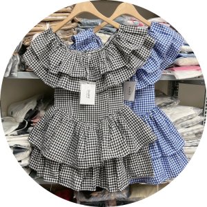 Váy Kẻ Trễ Vai Tầng Xanh Đen Hot Hit Có Ảnh Thật Kèm Video-9