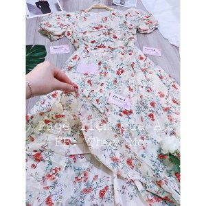 Váy thiết kế hoa nhí đỏ vintage tiểu thư kèm ẢNH THẬT_Tiệm của Ả-6