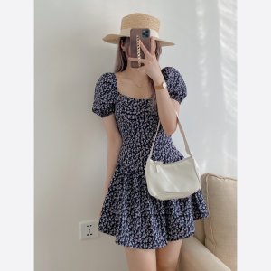 Đầm hoa nhí, váy cúp ngực cổ vuông dáng xòe Emmei-v110-8