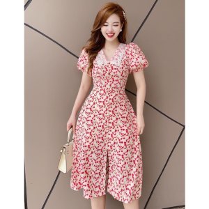 [Ảnh thật] Váy hoa nhí phối cổ ren, xẻ tà siêu xinh - tiemcuanang_97-5