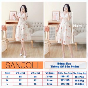 Váy Hoa Nhí Vintage SANJOLI Đầm Dự Tiệc Cưới Nữ Vải Voan Dáng Dài thiết kế kiểu Hàn Quốc cao cấp, đi chơi công sở VD047-3