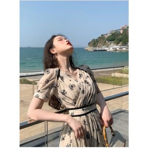 Đầm suông hoa cổ chéo váy nữ mặc tết đi tiệc đi biển đi du lịch siêu xinh chất lụa nhập-9