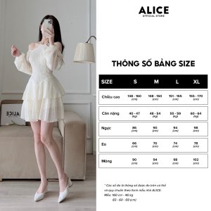 Váy Ren Nữ Tiểu Thư Dáng Xòe ALICE Phối Tơ Nến Lót Lụa, Thiết Kế Trễ Vai Sang Chảnh V799-8
