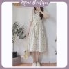 Váy hoa cỏ tay lỡ thắt nơ eo vintage - Đầm hoa nhí phong cách hàn quốc nhẹ nhàng - Mono Boutique-1