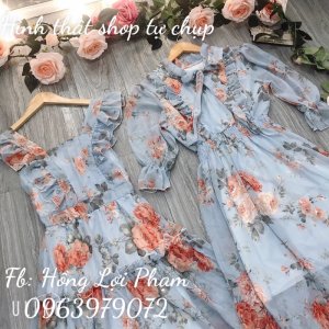 Đầm váy đôi bạn thân hoa dễ thương (hình thật+video)-9