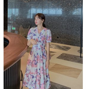 Đầm Voan Hoa Tay Phồng Thời Trang Đáng Yêu Cho Nữ Mùa Xuân Hè Váy-4