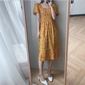 Đầm tay ngắn chất Chiffon hoạ tiết hoa phong cách Pháp-6