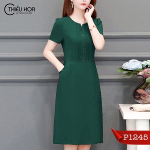 Đầm Trung Niên Cao Cấp THIỀU HOA thiết kế trẻ trung sang trọng chất liệu vải thoáng mát mềm mại DN0P1245-3