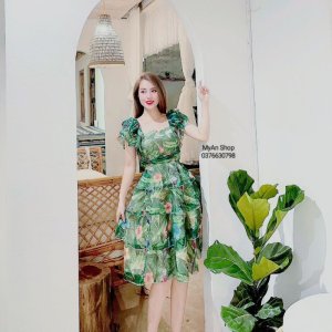 🌈VÁY ĐẦM TƠ HOA XANH 4 TẦNG CÁNH TIÊN XẾP TẦNG❤️-2