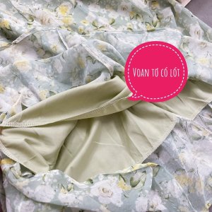 VÁY HOA XANH CỔ VUÔNG 2 LỚP VOAN TƠ-3