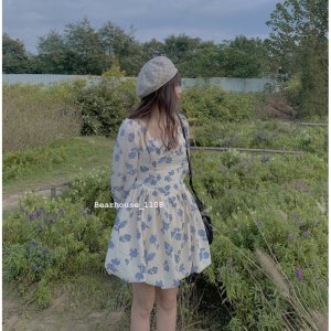 ❌ ĐẦM - VÁY HOA NHÍ DÀY TAY HOA XANH 🌷-3