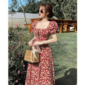 ĐẦM HOA DÁNG DÀI XẺ TÀ NAHOUSE VÁY HOA XINH ĐI CHƠI ĐI TIỆC THIẾT KẾ SANG TRỌNG-2