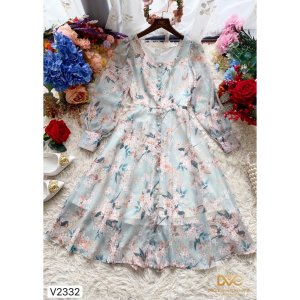 (Kèm vieo và ảnh trải sàn) Váy hoa xòe cổ vuông V2332 - DOLCE VIVA COLLECTION-4