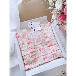 Váy hoa li tơ nổi tay bồng(2 lớp)-8