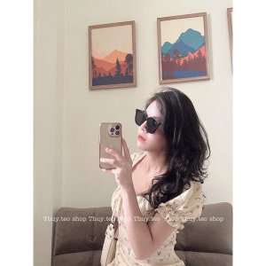 [Hàng mới] VÁY HOA NHÍ CỘC TAY RÚT DÂY XẺ ĐÙI HAI LỚP DÁNG NGẮN-9