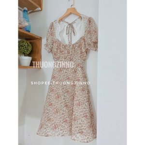 [Ảnh thật/Video]Váy hoa nhí Lulilan tay bồng hở lưng viền ren xinh xắn Đầm nữ tiểu thư cutout sexy-8