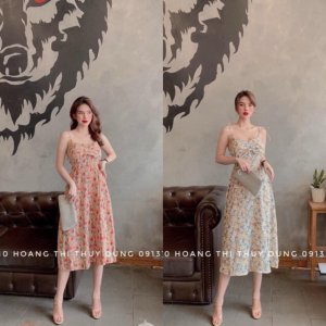 VÁY 2 DÂY HOA NHÍ DÚM NGỰC SIÊU HOT ( HÌNH THẬT) DK38-1